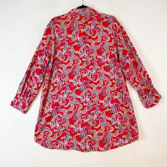 Lauren Ralph Lauren Pajama Sleep Shirt Women's XL Red Paisley Monogram Cotton - Picture 4 of 7
